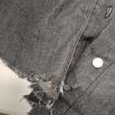 Bosmeer Women's Oversized Jean Jacket Casual Long Sleeve Denim Shirts Distressed Frayed Hem Denim Shacket (Gray, S)