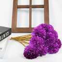 Tinsow 12 Pcs Artificial Flowers Purple Faux Ball Chrysanthemum Bouquet Flowers Wedding Bouquet for Home Garden Party Wedding Decoration
