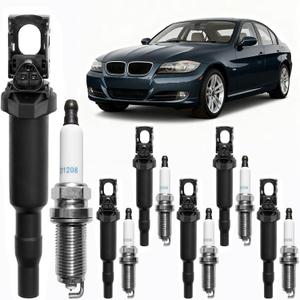 HQPASFY Ignition Coil Packs & Spark Plugs (Set of 6), Compatible with 2006-2013 BMW 328i/530i/X3/X5/128i/325xi/330i/330xi/525xi/528i/530xi 3.0L, Replaces# 0221504470, UF592