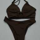 ZAFUL O Ring Halter Bikini Sets for Women High Cut Swimsuits Trendy 2 Piece Bathing Suits (Small)