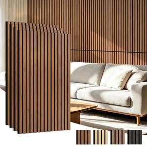 Art3d 4-Pack 47x23.6 Inch Acoustic Panels with Wood Slat Design - Soundproof Wall Panel for Office, Gaming Room & Studio, Ideal for Streamers, Home Workers & Recent Movers, Walnut
