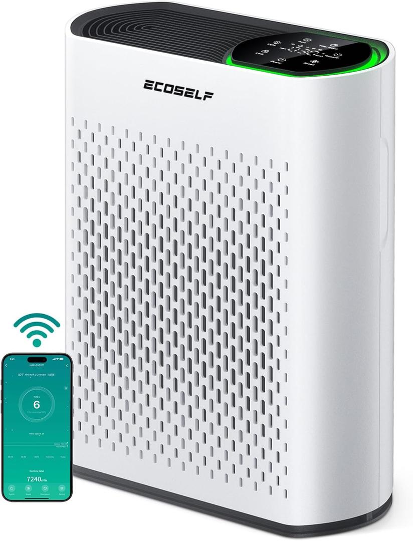 Air Purifiers for Home Large Room Up to 2400 Ft with Smart WiFi Air Quality Monitor Sleep Mode, Powerful Air Purifier for Bedroom Office Living Room HAP602WF