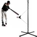 Portable Hitting Trainer For Baseball&Softball,Auto-Reset Baseball Swing Trainer With Real Ball And Stand, Adjustable Baseball Training Station,Softball Swing Trainer Solo Practice Improve Power,Speed