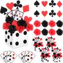 4 Sets Casino Theme Party Decoration Dice Favor Boxes Poker Toppers for Table Centerpieces with Flowers Poker Cutouts and Sticks for Las Vega Game Night Themed Party Decor