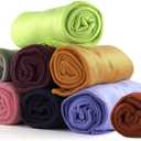 12 Pack Fleece Throw Blankets 50 x 60 Inch Warm Soft Flannel Bedding for Charity Events Shelters and Hotels Lightweight Portable Travel Wraps for Airplane Camping and Home - Red