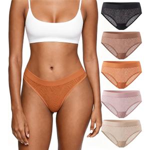 COOPLUS Cotton Women's Underwear, Soft Breathable Comfortable Panties (5/6 Pack) (Green)