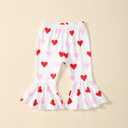 Baby Girl Valentine's Day Outfits Heart Print Romper+Flared Pants+Headband Infant Clothes 0-18 Months (Daddy's Little Valentine-pink)