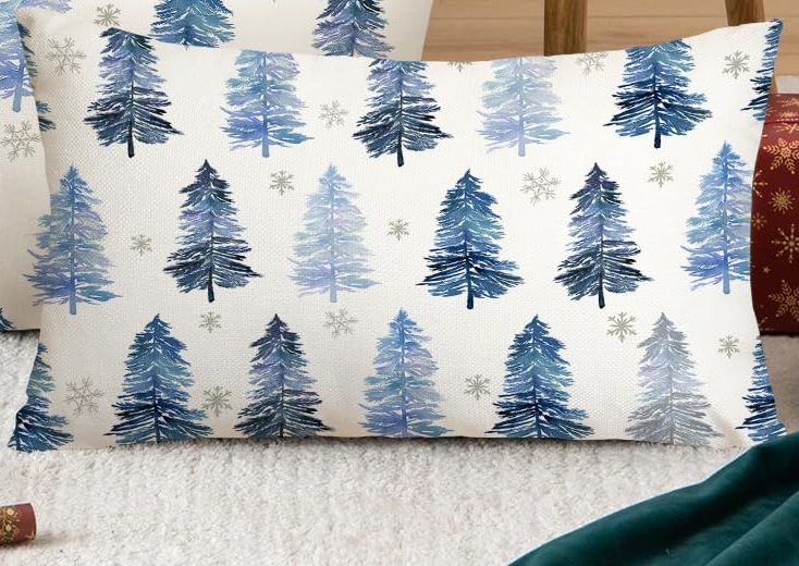 AACORS Christmas Pillow Cover 12X20 Inch Christmas Tree Snowflake Decoration Holiday Farmhouse Winter Pillow Case Decor for Home Sofa Couch 