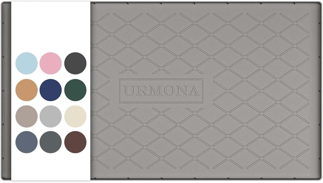 URMONA 40" x 22" Waterproof Silicone Mat in Multiple Sizes & Colors, Under Sink Mat for Kitchen & Bathroom, Pet Food Pad for Dogs & Cats, Kitchen Cabinet Liner, Multi-Purpose for Storage(Beige)