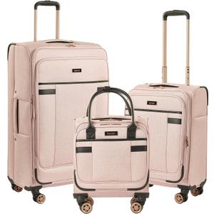 kensie Hudson Softside Spinner Luggage, Rose, 3-Piece Set (16/20/28)