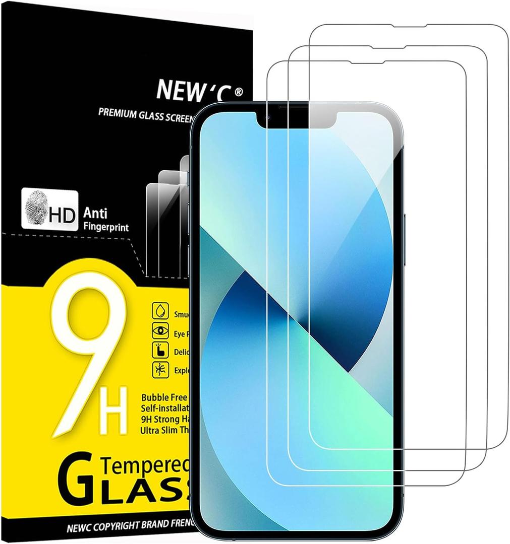 NEW'C 3 Pack Designed for iPhone 13 Mini Screen Protector (5.4"),Enhanced Tempered Glass Protection, Case Friendly Anti Scratch Bubble Free Ultra Resistant (Transparent)
