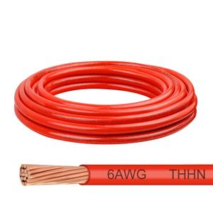 THHN Wire 6 Gauge 10 FT, 6 AWG Stranded OFC Copper Electrical Building Wire with Nylon Jacket PVC Insulation, Rated 600V for Residential, Industrial, CNC, Ground (6 Gauge, Red)