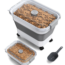 Dog Food Storage Container, 15-23 Lbs Collapsible Dog Food Container with Transparent Airtight Lid, Wheels and Scoop, Travel Pet Food Storage Container for Cat, Dog and Bird, Keep Dry Food Fresh