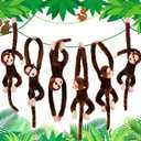 Hungdao 6 Packs Hanging Monkey Stuffed Animal Toy with Hook and Loop Fasteners Hands Stuffed Monkey Plush Toys for Kids (24 Inch)