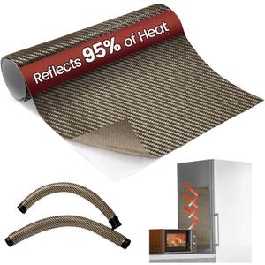 Heat Shield Automotive Aluminum Reflects 95% of Radiant Heat, 24" x 24" Stove Heat Shield to Protect Refrigerator, Heat Shield Wrap for Exhaust, Motorcycle, Wood Stove, Cabinet, Fireplace (Brown)