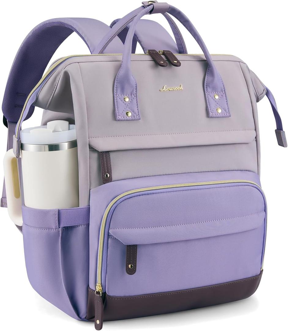 LOVEVOOK Laptop Backpack for Women, 15.6 Inch Work Business Backpacks Purse With Large Capacity (Lilac-lavender-mauve)