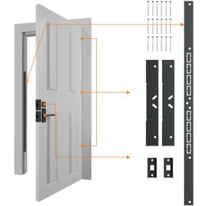 Yuleimy Door Armor MAX 5-Piece Kit - 46" Heavy Duty Steel Door Reinforcement System, Anti-Kick Security Plates for Jamb, Hinges & Lock, Easy 30-Min Install with Template, Corrosion Proof Black