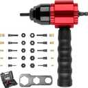 YUZES Rivet Nut Tool Rivet Nut Kit, Rivet Nut Gun Adapter Compatible with Cordless Drill & Ratchet Wrench, Newly Labor-Saving Rivnut Tool with 10 Mandrels & 50 Rivet Nuts, Rugged Carrying Case