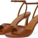 Susanny High Heels for Women Pointed Open Toe Strappy Chunky Block Heels Ankle Strap Stiletto Kitten Heeled Sandals Wedding Bridal Party Prom Sexy Dress Shoes (8.5, Dark Brown)