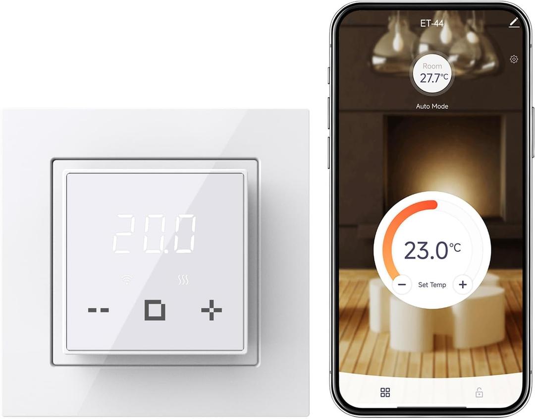 HEATIT Programmable Thermostat, WiFi Smart Thermostat for Electric Radiant Floor Heating with Touchscreen, 120V-240V Wide Voltage Range, Dual Sensing, White