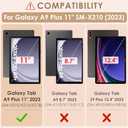DETUOSI Compatible with Samsung Galaxy Tab A9 Plus Case 11 inch 2023, with Shoulder Strap & Stylus Pen, Soft Silicone Multi-Angle Case for Galaxy Tab A9+ Tablet SM-X210/X216/X218, Rose Red & Purple