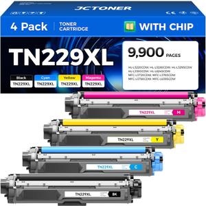 TN229XL Toner Cartridge Set 4-Pack Replacement for Brother TN-229XL TN229 XL MFC-L3720CDW MFC-L3780CDW HL-L3220CDW HL-L3280CDW HL-L3300CDW HL-L3295CDW L8245CDW MFC-L8395CDW L3765CDW Printer Ink Black