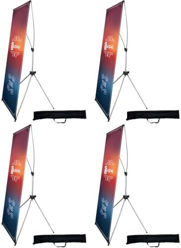 USCNC X Banner Stand Adjustable Fit Banner 23 x 63 to 32 x 78 Inch(STAND ONLY), Portable Travel Bag,Suitable for advertising, stores, exhibitions, restaurants, events, birthday parties, and other occasions (4 Pack)
