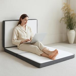 Tri Fold Memory Foam Foldable Mattress Full, 3 inch Folding Mattress for Guest Sleep. Portable Trifold Mat with Removable Washable Cover, Floor Sleeping Mat for Adult and Kid, White 