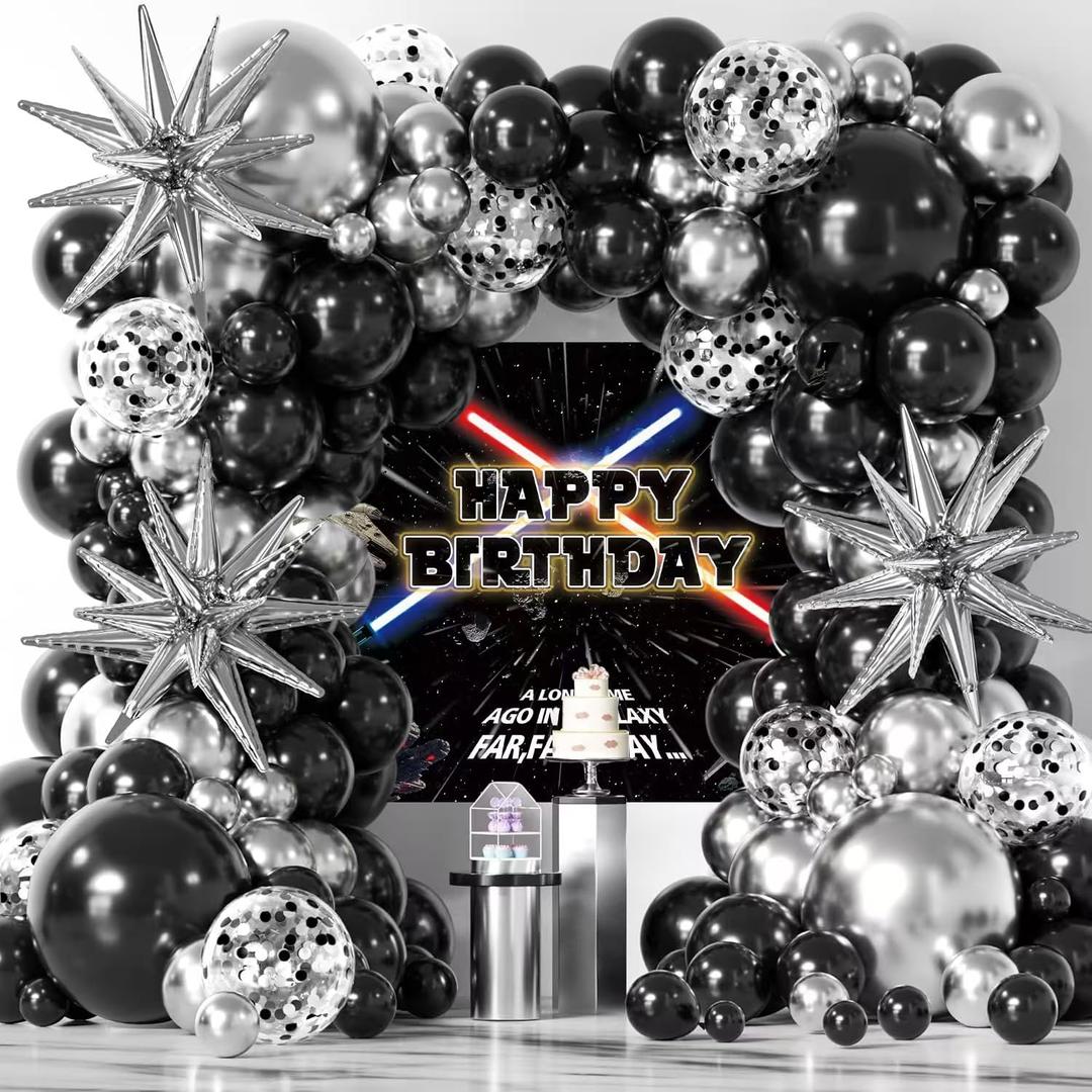 Galaxy Party Decorations Themed Backdrop with Balloons Arch Kit for Boys Kids Birthday Party Universe Wars Background Galaxy Themed Cake Table Decorations