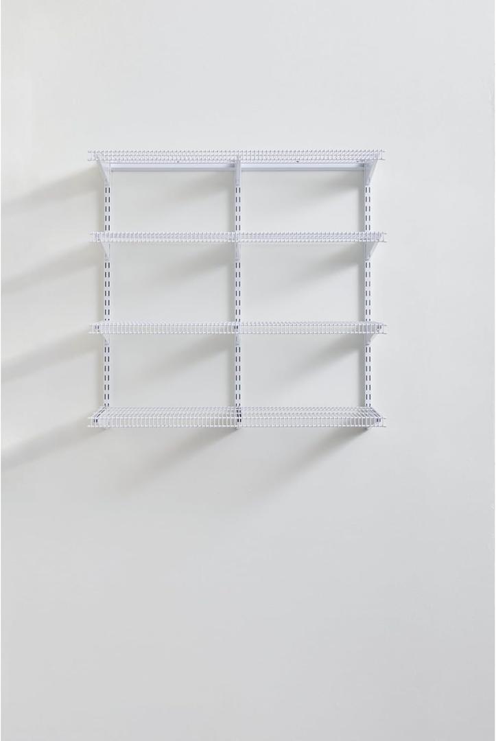 Rubbermaid 36" Pantry Organization Shelf System Direct Wall Mount 4 Shelves and Mounting Hardware Kit Included White Wire Shelving System for Home/Pantry/Closet