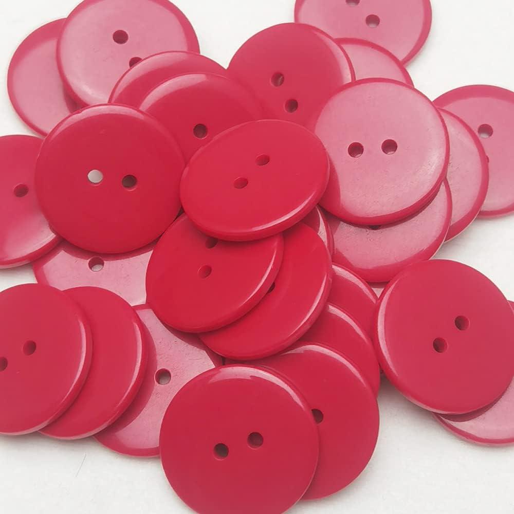 100pcs Resin Button Solid Color 2Holes Craft Clothes Sewing Cards Making Sweater Shirt (3/4"(20mm), Red)