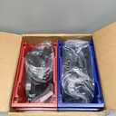 Stackable Storage Bins 12 Pack (11x5x5 Inch), Plastic Stackable Storage Organizer Bins Wall Mounted Hanging Samll Parts Bin for Garage, Workbench & Office (Blue & Red)