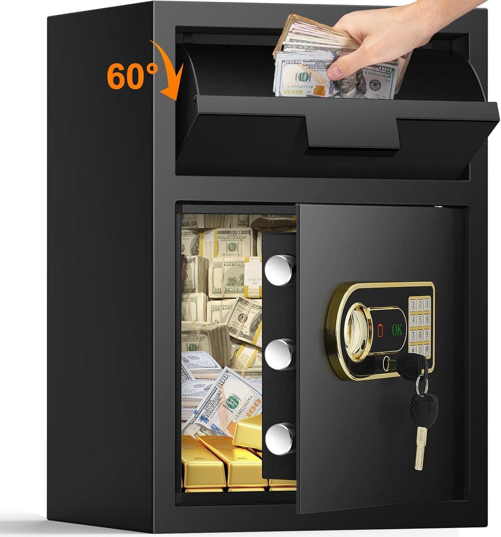 2.8 Cubic Drop Safe for Business, Anti-Theft Drop Slot Safes for Money with Digital Combination Lock & Spare Keys, Cash Depository Safe with Drop Box for Home Retail Store Business