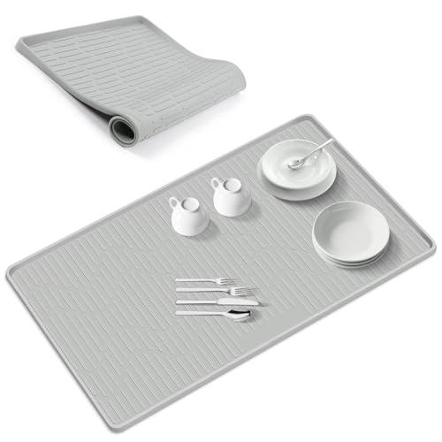 24" x 24" Silicone Dish Drying Mat for Kitchen Lanstics Drying Kitchen Mat Versatile Silicone Mat for Dishes Non-Slip Drying Mat Fast Dry Kitchen Counter Drying Mat for Home Coffee Bar Accessories