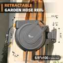 Retractable Garden Hose Reel 5/8 in x100 ft, Heavy Duty Wall Mounted Hose Reel with 10- Function Sprayer Nozzle, Any Length Lock/Automatic Slow Return System,180 Swivel Bracket