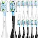 Sonicare Replacement Heads, Electric Toothbrush Replacement Heads Compatible with Philips Sonicare - 12 Pack (6 White+ 6 Black)