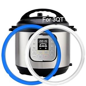 2-Pack Sealing Ring for Instant Pot Mini 3-Qt, Food-grade Replacement Parts for Instapot 3 Quart, Non-Toxic, BPA-Free Accessories for Instant Pot, Lid Gasket for Instantpot Mini 3 Qt, Clear, Blue