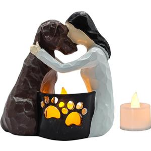 Dog Memorial Gifts, Pet Loss Sympathy Gift,Custom Dog Statue Hand-Sculpted Remembrance Candle Holder to Honor a Beloved Who Passed Away