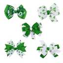 St.Patrick's Day Hair Bows Clips Shamrock Hair Bows Clips Irish Green Shamrock Clover Hairpin Grosgrain Ribbon Hair Bows Alligator Clips St Patrick Day Hair Accessories for Kids Babies Toddlers (C)