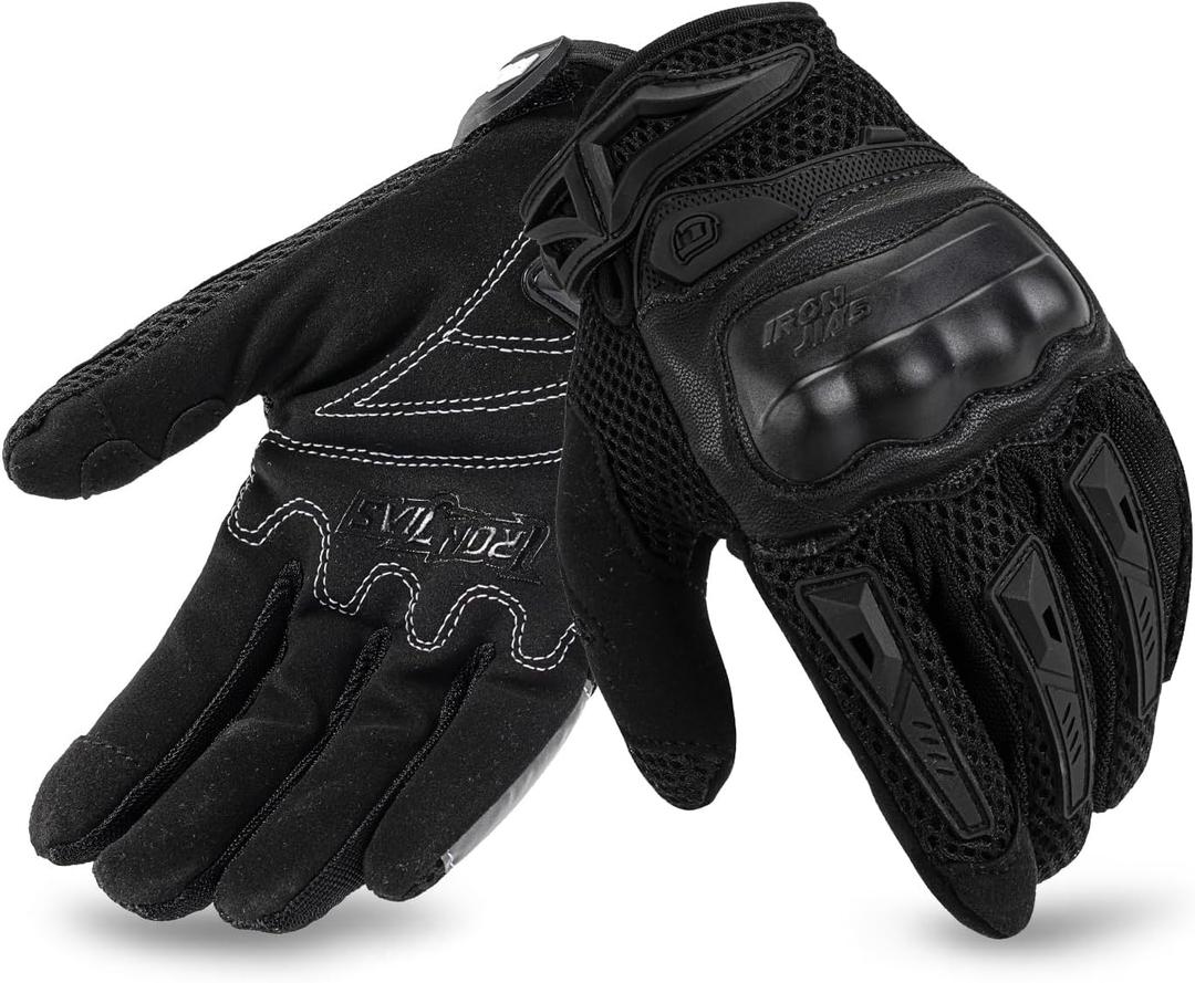 IRON JIA'S Motorcycle Gloves for Men and Women - Motorbike Powersports Racing Gloves with Hard Knuckle Touchscreen for BMX ATV MTB Riding (Black XL)