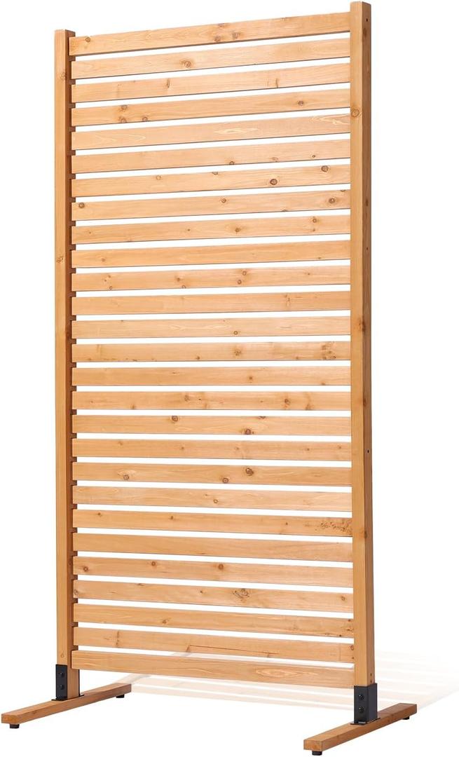 VEVOR Wooden Privacy Screen,36" W x 73" H Outdoor Privacy Screen, Freestanding Wood Privacy Panel with Stand,Outdoor Divider for Balcony Patio Lawn Garden