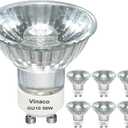 Vinaco GU10 Halogen 50W Bulbs, 6PCS GU10+C 120V 50W Halogen Light Bulbs, GU 10 Dimmable, Warm White, High Brightness MR16 with Glass Cover, Long Lifespan GU 10 50 W for Recessed Track Lighting