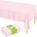 Mulbozy Pink Plastic Table Cloth Disposable 4 Pack, 54 108 Inch Tablecloths Rectangle, Light Pink Plastic Table Cover for Party Decor