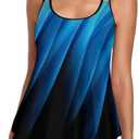 Urchics Women Tankini Swimsuit Flowy Swimdress Swimwear Two Piece Bathing Suits Blue Gradient XL