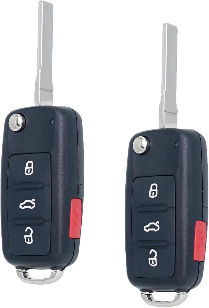 SUPALAND Key Fob Replacement Fits for 2012-2016 Volkswagen Jetta Passat Tiguan Beetle CC Eos Golf GTI Touarge VW Flip Key Remote Control Keyless Entry NBG010180T 5K0837202AK 4 Button (Set of 2)