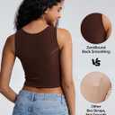 ZeroBound Built in Shelf Bra Crop Tank Tops for Women Scoop Neck Henley Button Sleeveless Casual Basic Tee Shirt Outfits (Brown, S)