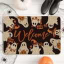 Artoid Mode Ghost Boo Halloween Welcome Doormat, Home Decor Low-Profile Switch Rug Door Mat Floor Mat for Indoor Outdoor 24x35 Inch (Black)