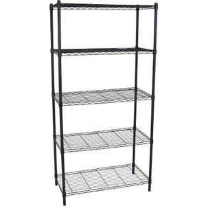 BIRDROCK Home 5-Tier Wire Shelving, Flat Black, Heavy Duty Shelf, Wide Adjustable Rack Unit, Kitchen Storage