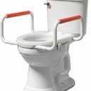 R&T Toilet Seat Riser 2" Raised Seat with Removable Padded Handles Fit for Elongated Toilets