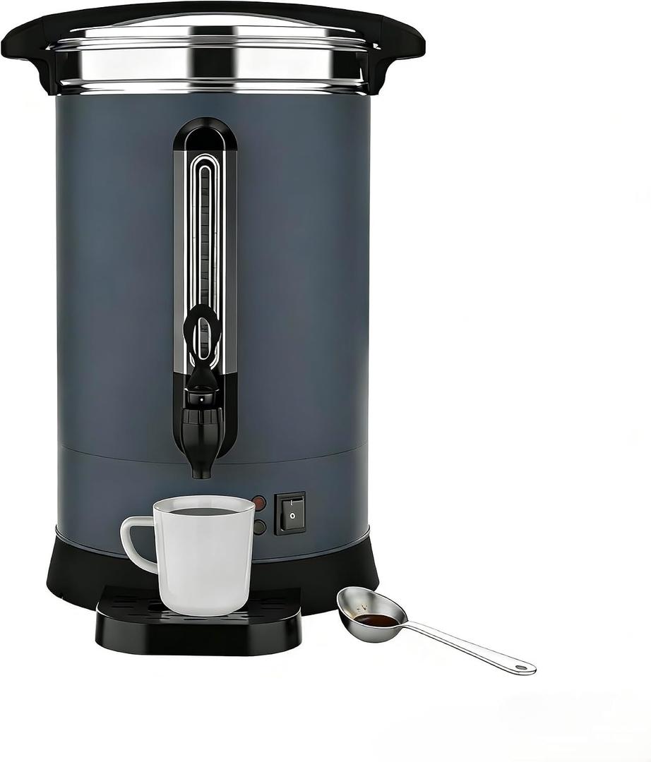 80-Cup Commercial Coffee Urn, 12L / 3.2Gal Double Wall Insulation Coffee Dispenser, Stainless Steel Hot Water Urn, Large Hot Beverage Dispenser with Automatic Temperature Control for Buffet Catering